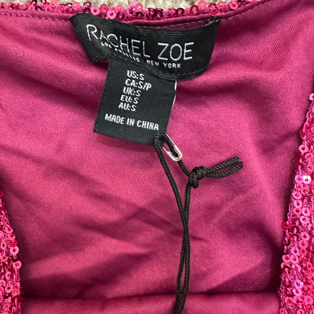 Rachel Zoe Sequin Fuchsia Crop Top,‎ Size S - Picture 4 of 8